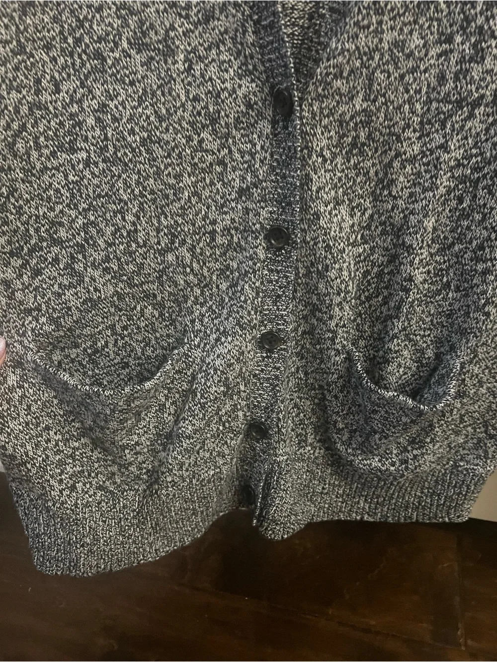 Madewell Gray Marled Button-Front Cardigan - Picture 3 of 6
